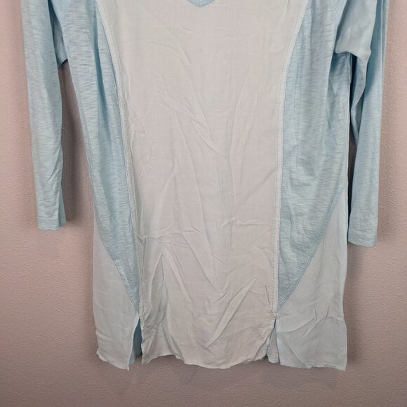 XCVI Mesh Blue Tunic Cotton Blouse 3/4 sleeve Size Small - Picture 3 of 9